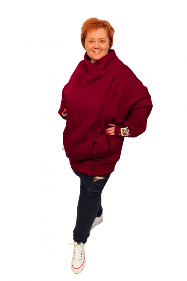 Oversize zateplená mikina Miss city - bordová